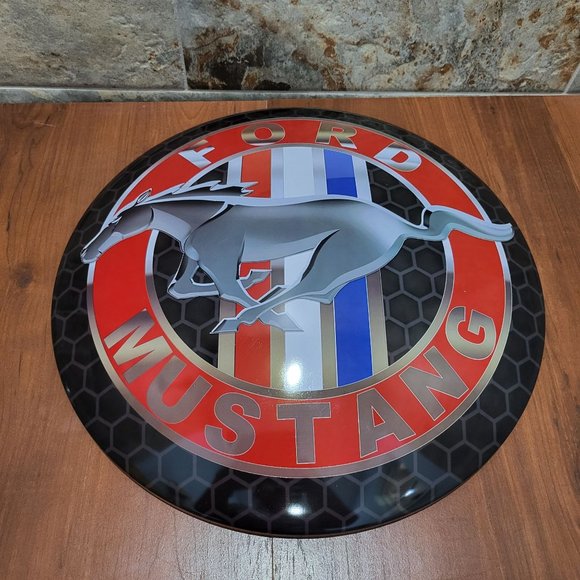 Ford Mustang  Round Sign Dome Tin Metal Sign Room Decor  Bar Man Cave - Picture 4 of 12